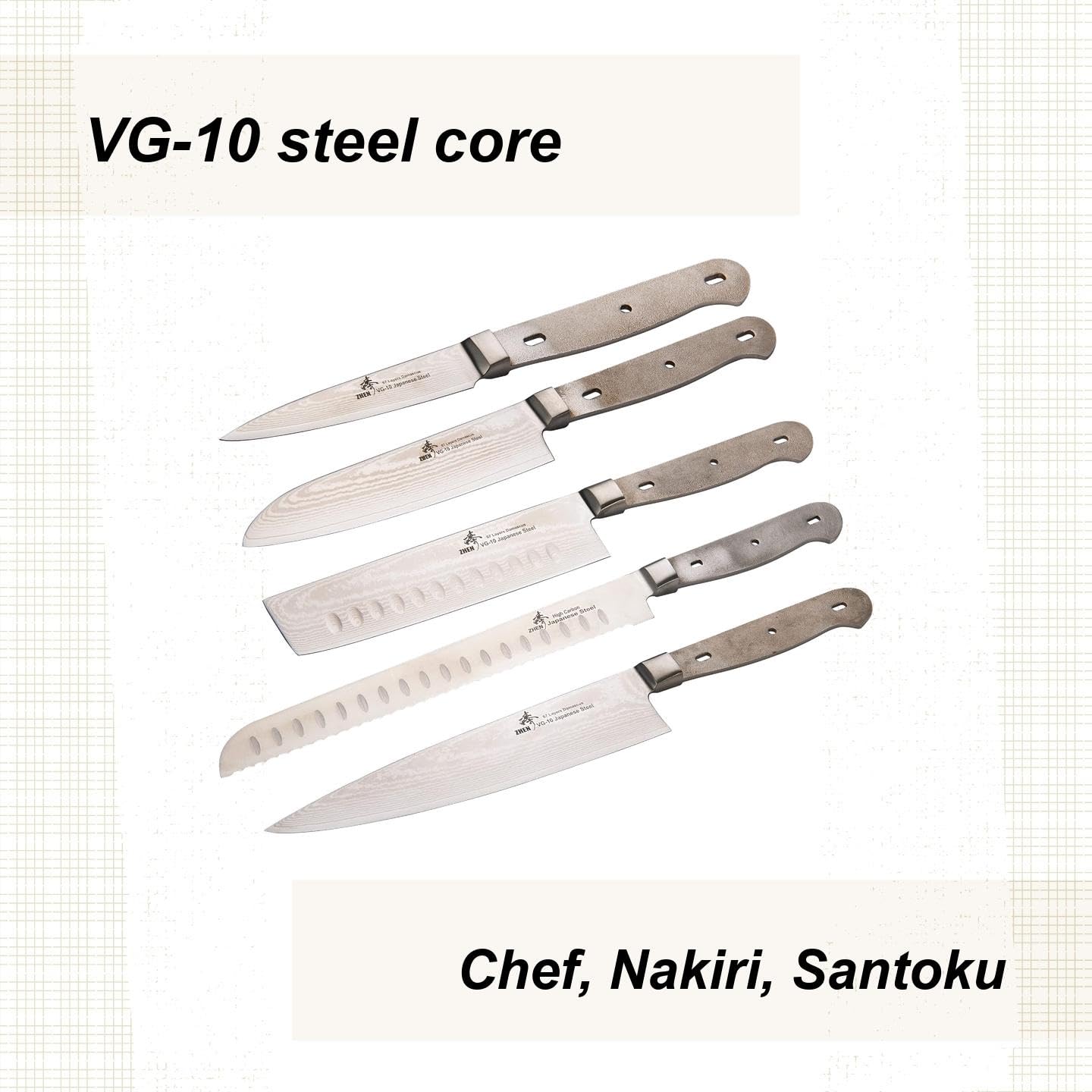 Amazon.com: ZHEN Kitchen Knife Blank, 67-Layer Damascus, Set Of 5